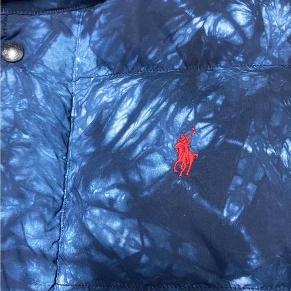 🆕Polo Ralph Lauren Boulder Puffer Jacket removable hood/sleeve Navy Tie-Dye M - Picture 12 of 14